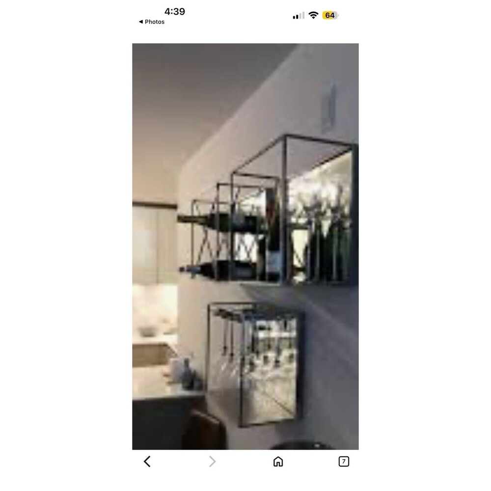 Pottery Barn 2 Tier Entertainment Metal Wall Mounted Wine Rack & Shelf